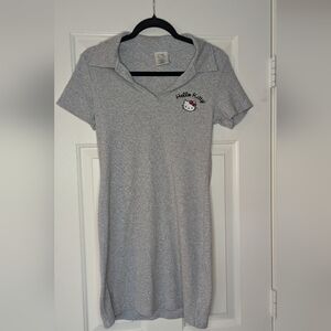 Hello Kitty Gray Knit Polo Dress | Women's Size Large